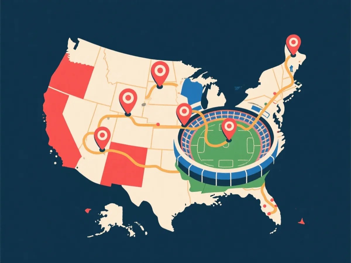 北美主办区域与城市示意